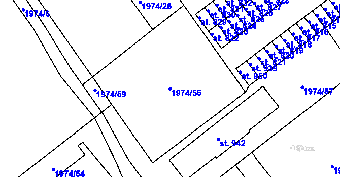 Parcela st. 1974/56 v KÚ Krupka, Katastrální mapa