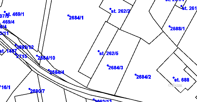 Parcela st. 262/5 v KÚ Krupka, Katastrální mapa