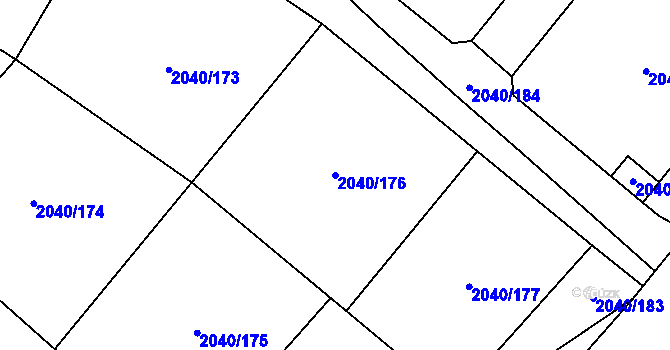 Parcela st. 2040/176 v KÚ Krupka, Katastrální mapa