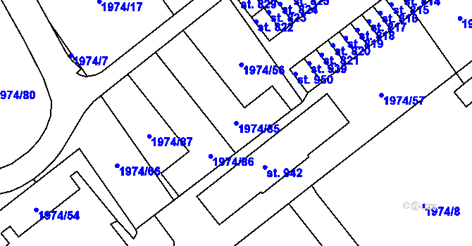 Parcela st. 1974/85 v KÚ Krupka, Katastrální mapa