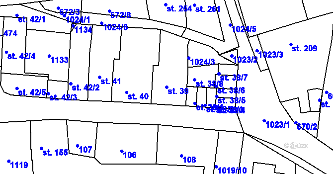 Parcela st. 39 v KÚ Bohosudov, Katastrální mapa