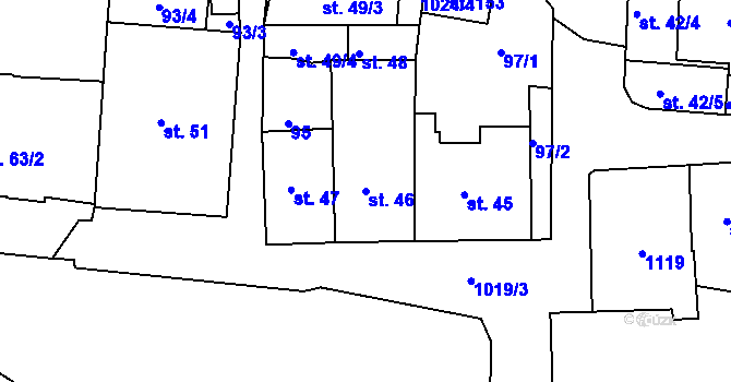 Parcela st. 46 v KÚ Bohosudov, Katastrální mapa