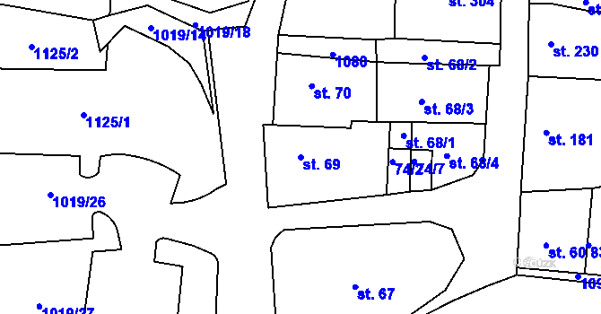 Parcela st. 69 v KÚ Bohosudov, Katastrální mapa