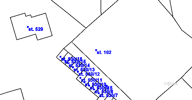 Parcela st. 102 v KÚ Bohosudov, Katastrální mapa