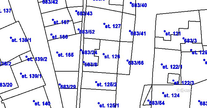 Parcela st. 126 v KÚ Bohosudov, Katastrální mapa