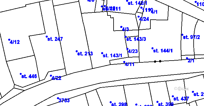 Parcela st. 143/1 v KÚ Bohosudov, Katastrální mapa