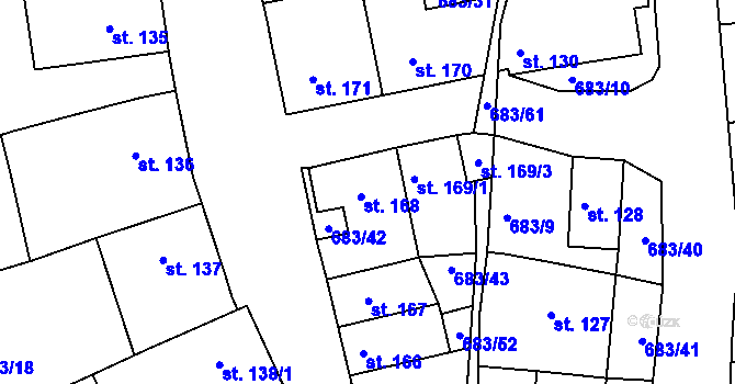 Parcela st. 168 v KÚ Bohosudov, Katastrální mapa