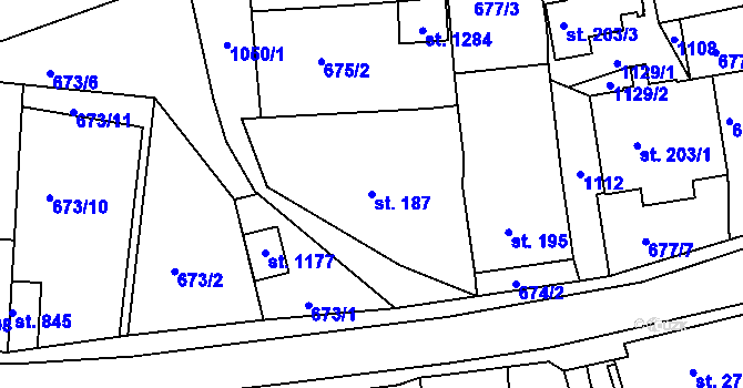 Parcela st. 187 v KÚ Bohosudov, Katastrální mapa