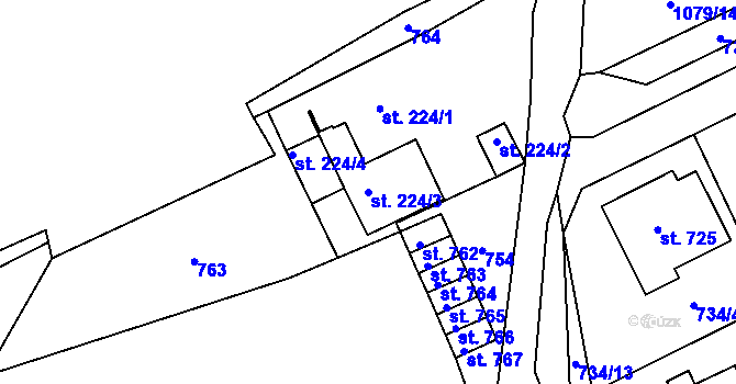 Parcela st. 224/3 v KÚ Bohosudov, Katastrální mapa
