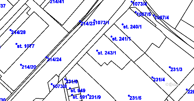 Parcela st. 243/1 v KÚ Bohosudov, Katastrální mapa