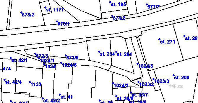 Parcela st. 254 v KÚ Bohosudov, Katastrální mapa
