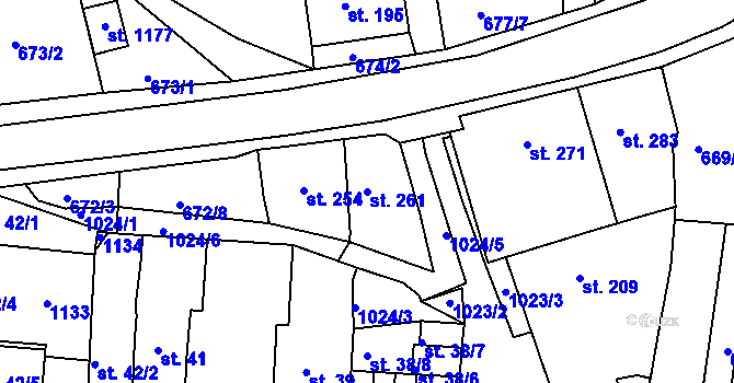 Parcela st. 261 v KÚ Bohosudov, Katastrální mapa