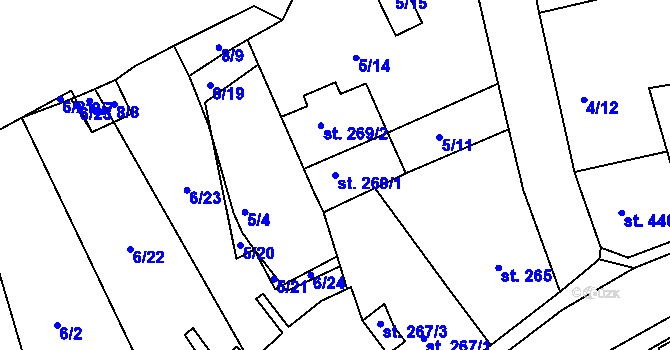 Parcela st. 269/1 v KÚ Bohosudov, Katastrální mapa