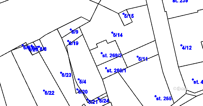 Parcela st. 269/2 v KÚ Bohosudov, Katastrální mapa