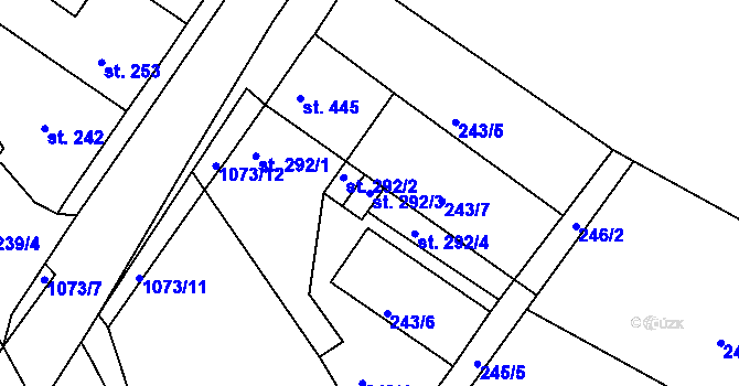 Parcela st. 292/3 v KÚ Bohosudov, Katastrální mapa