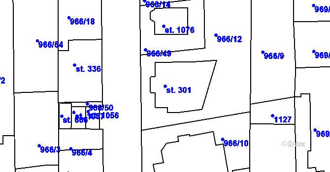 Parcela st. 301 v KÚ Bohosudov, Katastrální mapa