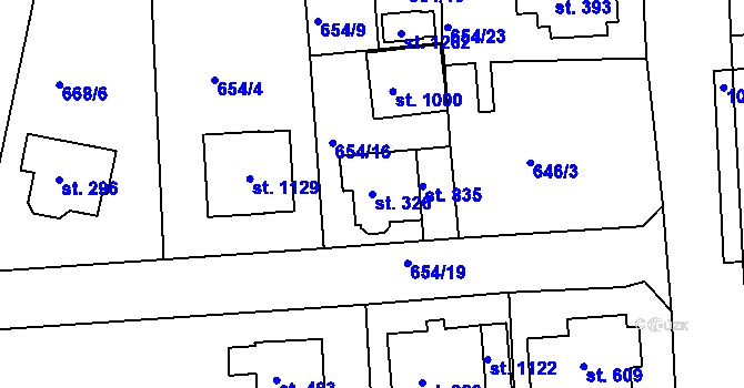 Parcela st. 326 v KÚ Bohosudov, Katastrální mapa