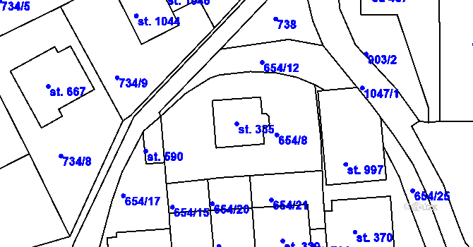 Parcela st. 335 v KÚ Bohosudov, Katastrální mapa