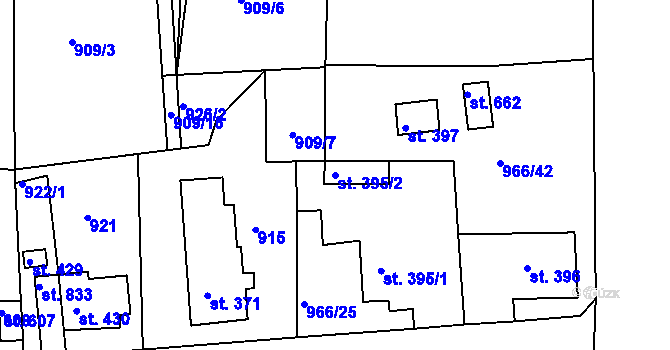 Parcela st. 395/2 v KÚ Bohosudov, Katastrální mapa