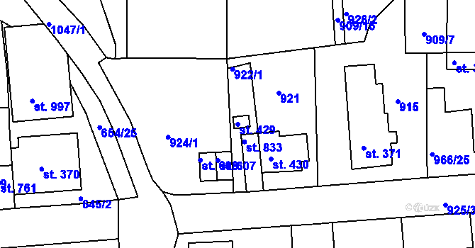 Parcela st. 429 v KÚ Bohosudov, Katastrální mapa
