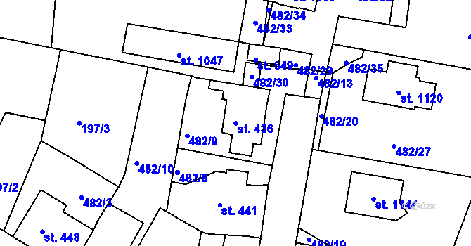 Parcela st. 436 v KÚ Bohosudov, Katastrální mapa