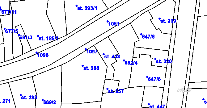 Parcela st. 438 v KÚ Bohosudov, Katastrální mapa