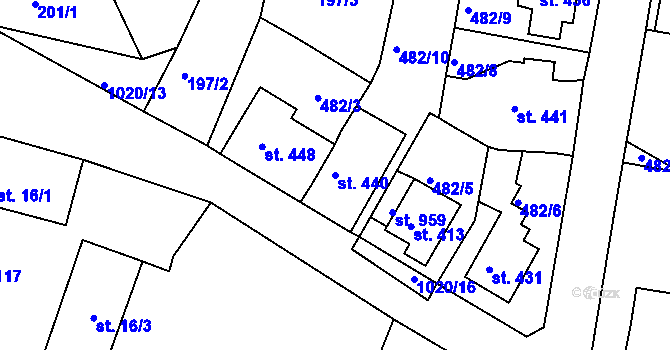 Parcela st. 440 v KÚ Bohosudov, Katastrální mapa