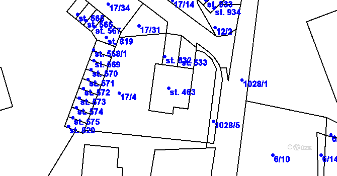 Parcela st. 463 v KÚ Bohosudov, Katastrální mapa