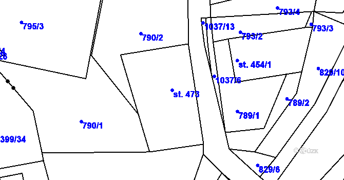 Parcela st. 473 v KÚ Bohosudov, Katastrální mapa