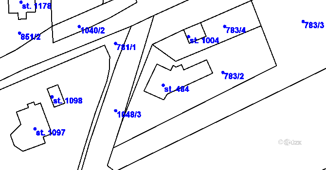 Parcela st. 484 v KÚ Bohosudov, Katastrální mapa