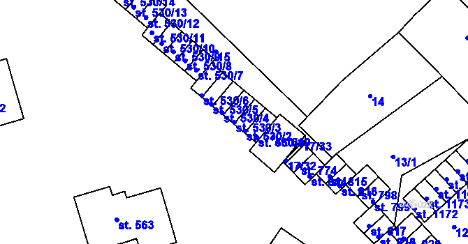 Parcela st. 530/3 v KÚ Bohosudov, Katastrální mapa