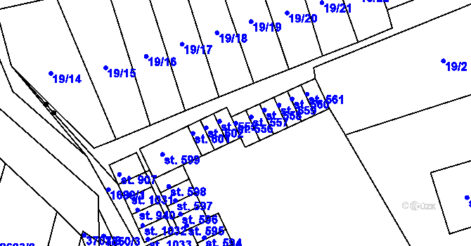 Parcela st. 556 v KÚ Bohosudov, Katastrální mapa