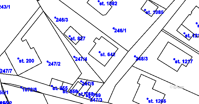 Parcela st. 642 v KÚ Bohosudov, Katastrální mapa