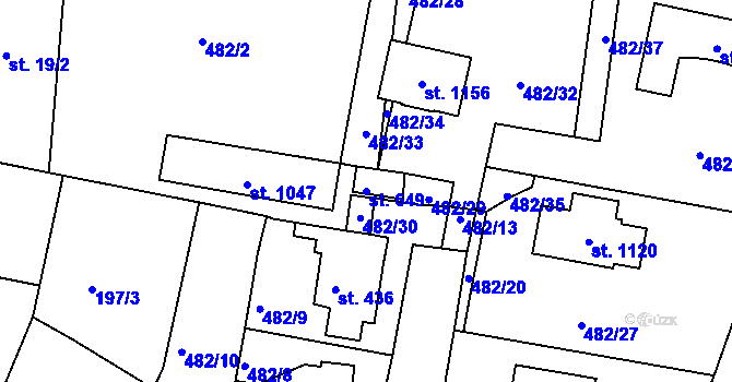 Parcela st. 649 v KÚ Bohosudov, Katastrální mapa