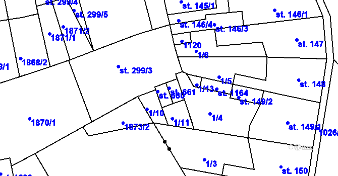 Parcela st. 661 v KÚ Bohosudov, Katastrální mapa
