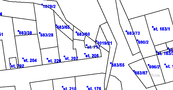 Parcela st. 717 v KÚ Bohosudov, Katastrální mapa