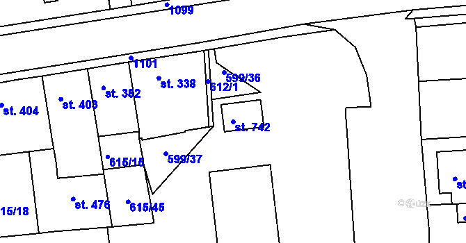 Parcela st. 742 v KÚ Bohosudov, Katastrální mapa