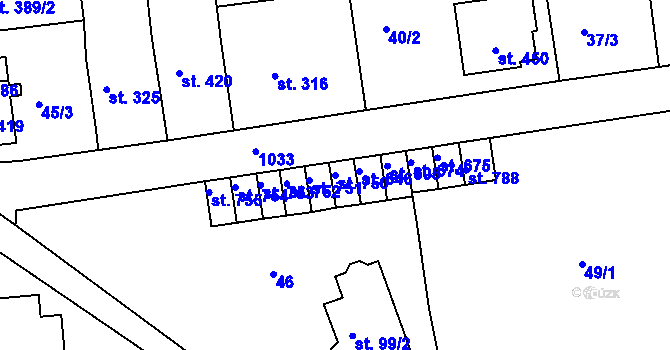 Parcela st. 750 v KÚ Bohosudov, Katastrální mapa