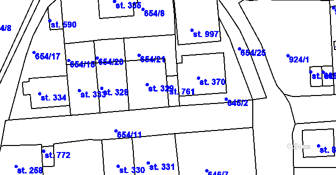 Parcela st. 761 v KÚ Bohosudov, Katastrální mapa