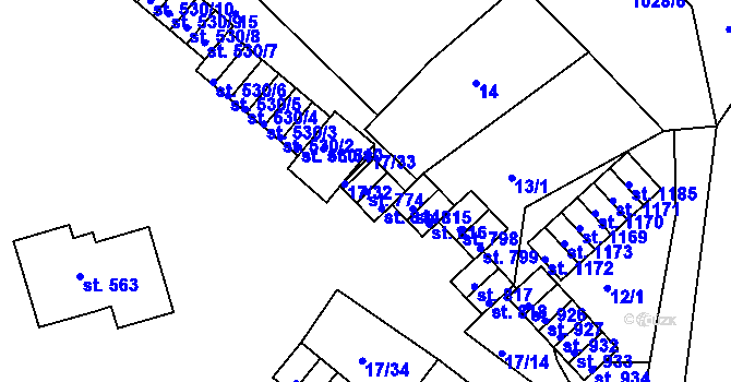 Parcela st. 774 v KÚ Bohosudov, Katastrální mapa
