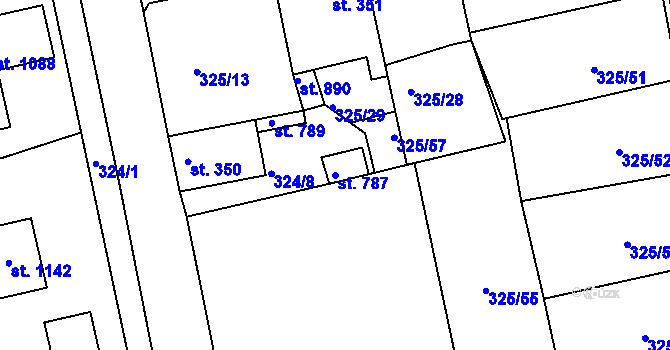 Parcela st. 787 v KÚ Bohosudov, Katastrální mapa
