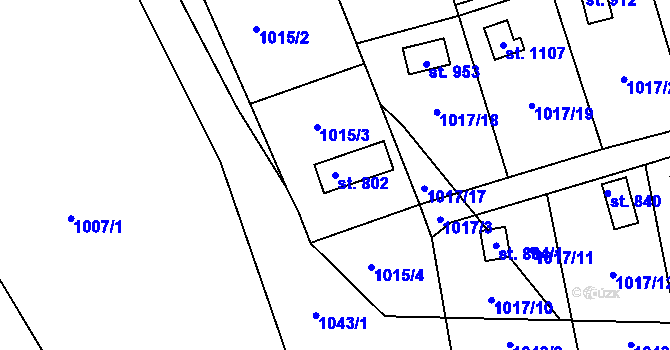 Parcela st. 802 v KÚ Bohosudov, Katastrální mapa