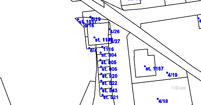 Parcela st. 804 v KÚ Bohosudov, Katastrální mapa