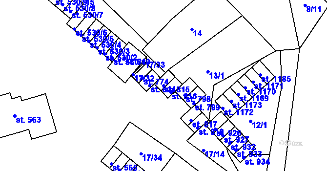 Parcela st. 815 v KÚ Bohosudov, Katastrální mapa