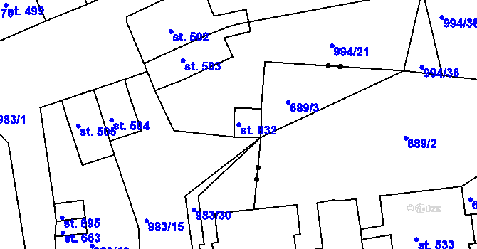 Parcela st. 832 v KÚ Bohosudov, Katastrální mapa