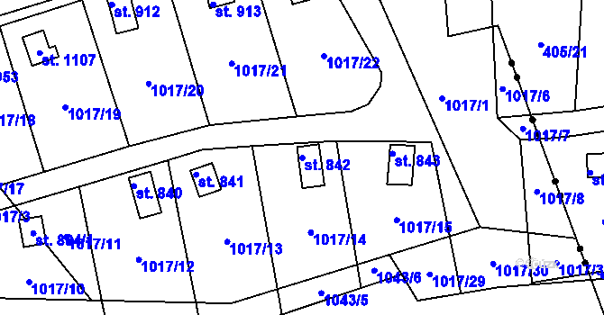 Parcela st. 842 v KÚ Bohosudov, Katastrální mapa