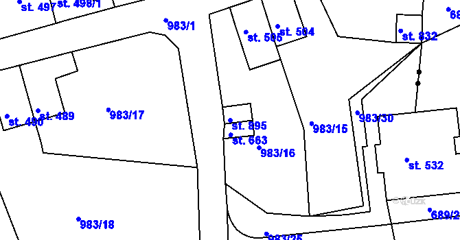 Parcela st. 895 v KÚ Bohosudov, Katastrální mapa