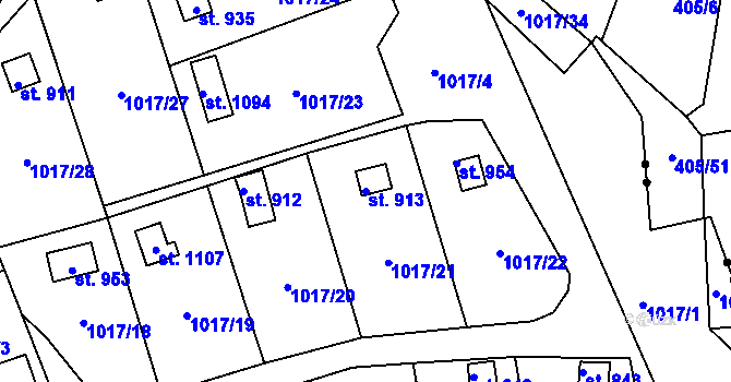Parcela st. 913 v KÚ Bohosudov, Katastrální mapa