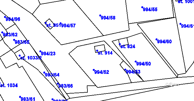 Parcela st. 914 v KÚ Bohosudov, Katastrální mapa