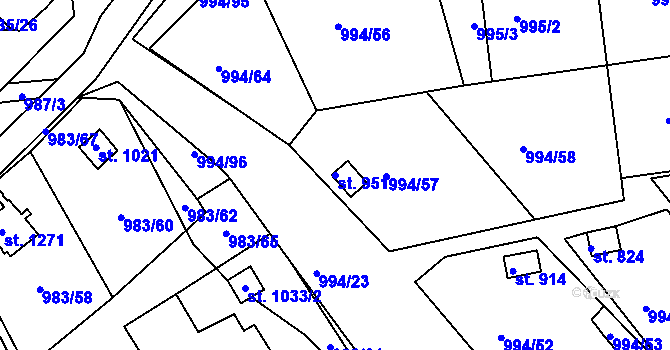Parcela st. 951 v KÚ Bohosudov, Katastrální mapa
